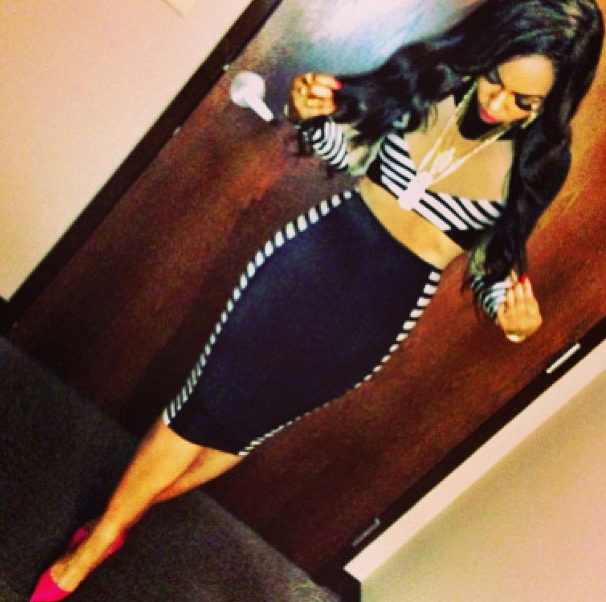 Get-the-Look-Ashantis-Instagram-Rue-107-Crop-Top-and-Kodak-Striped-Skirt