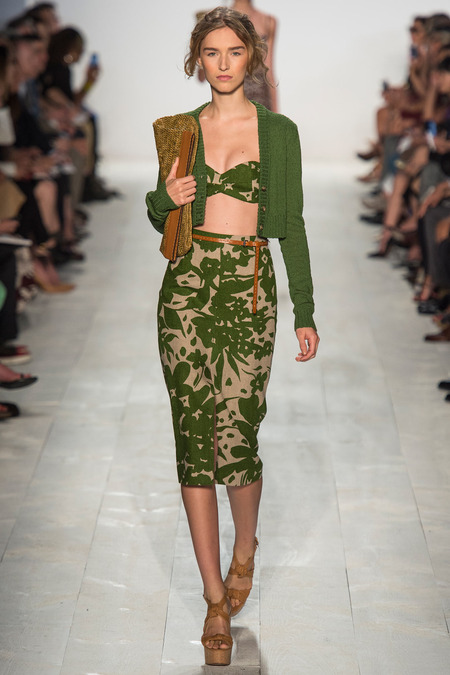 9 Naomie Harris's 25th annual Palm Springs Film Festival Michael Kors Spring 2014 Green Cardigan and Leaf Print Pencil Skirt