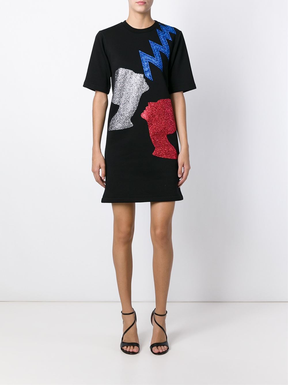5 Monica Brown's Album Listening Party Christopher Kane Lightning Bolt, Silhouette Print Glitter Black Dress 8