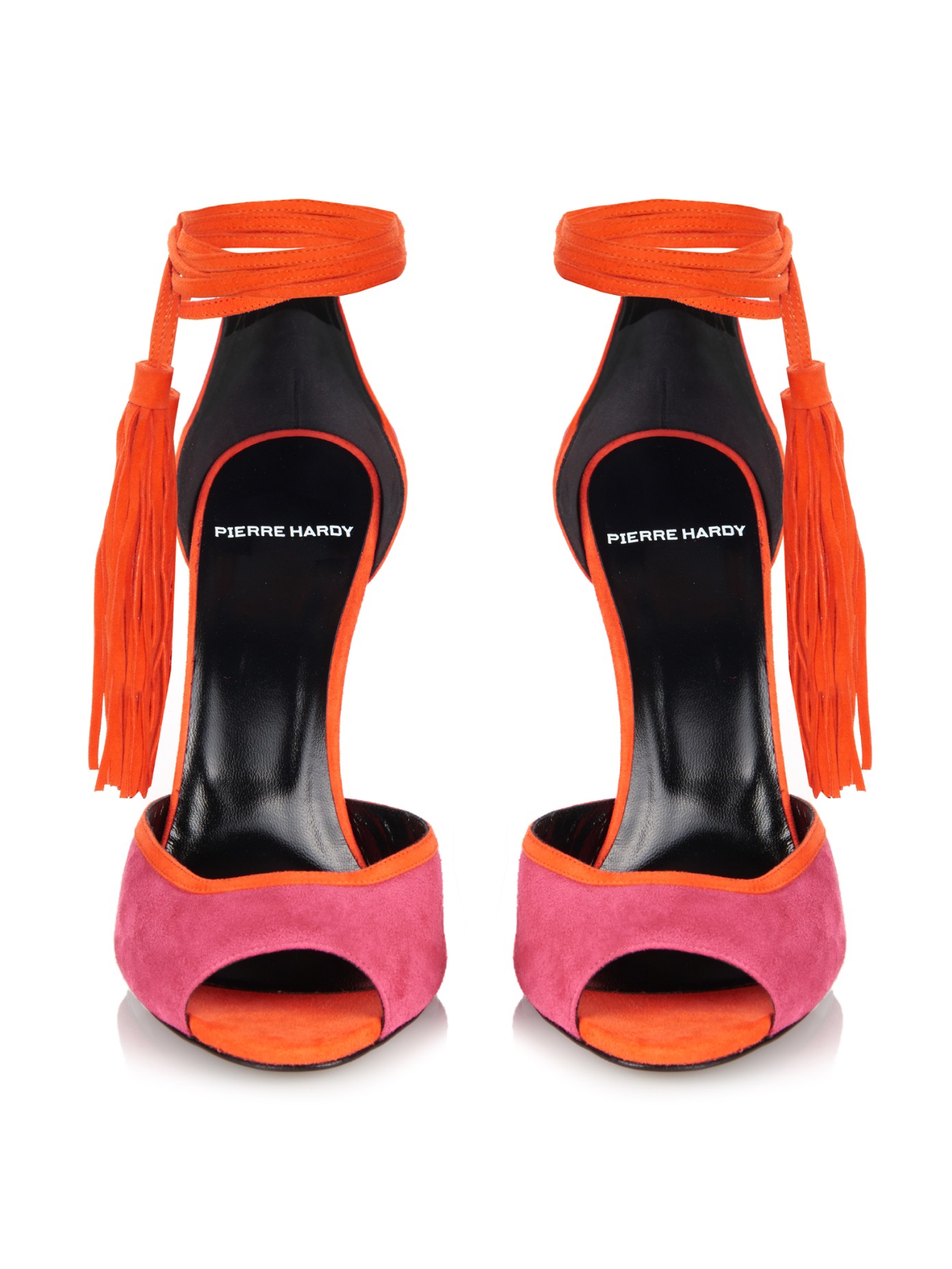 777 Rihanna's New York City Dior Resort Resort 2016 White Multicolored Diorama Handbag and Pierre Hardy Majorelle Pink and Orange Fringed Sandals