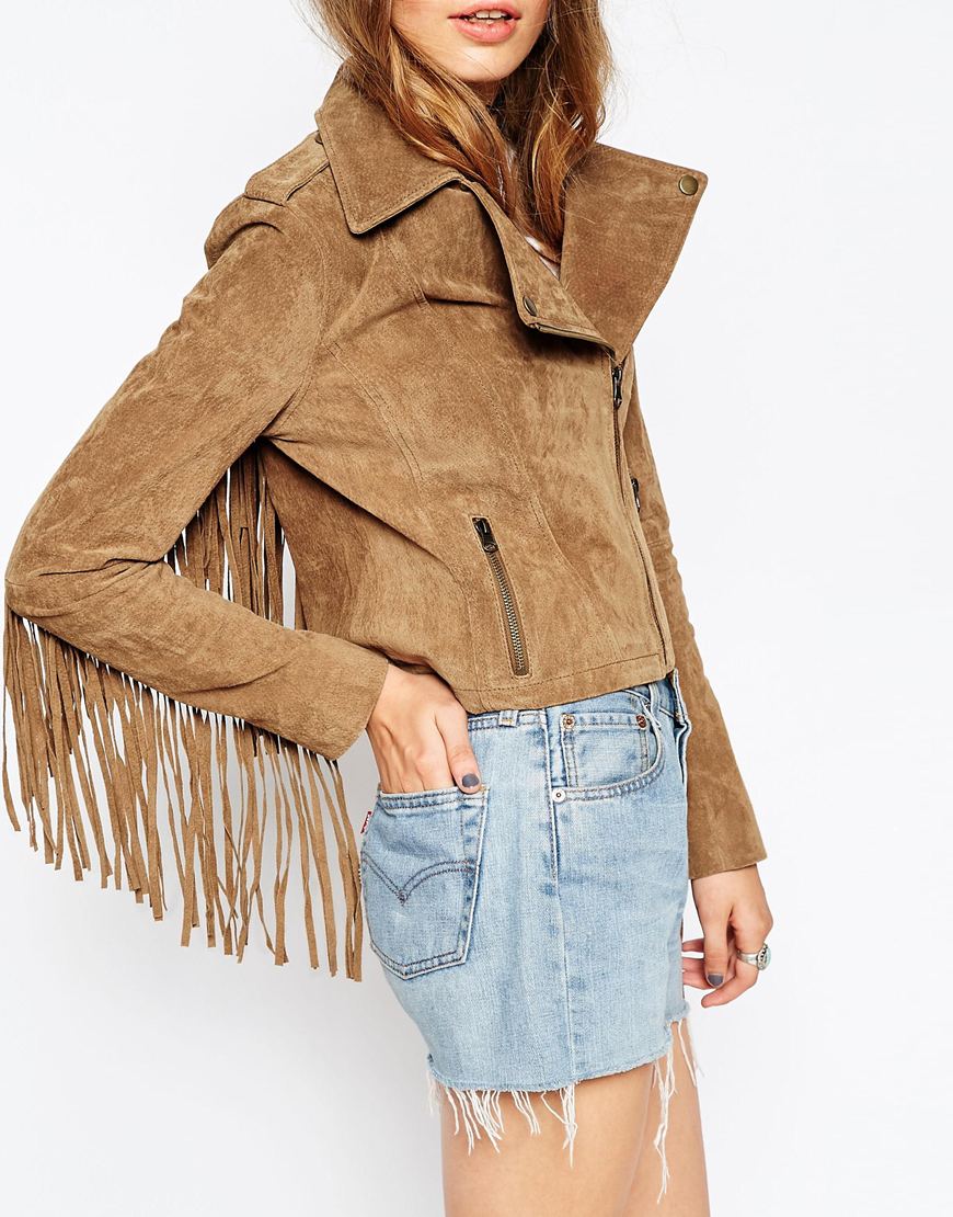 3 asos biker jacket suede fringe