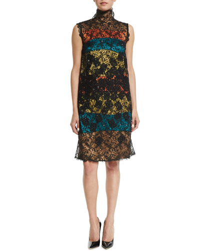 bottega-veneta-sleeveless-shift-dress-embellished-lace-overlay-multi-color