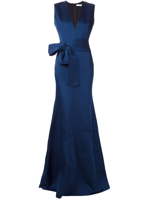 victoria-beckham-navy-v-neck-gown
