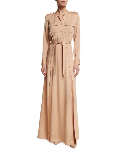 self-portrait-long-sleeve-crepe-military-maxi-camel