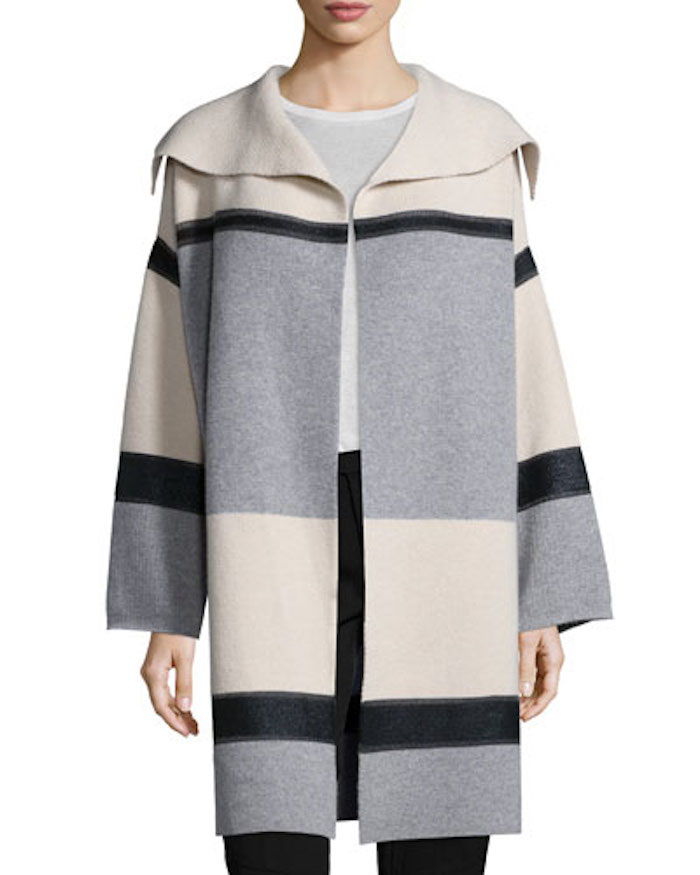Vince Colorblock Wide Collar Wool Cashmere Coat
