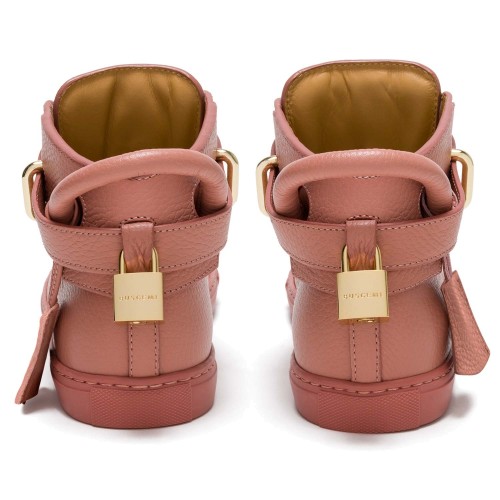 4-Buscemi Gold Tone Clasp Detail Bubble Gum Pink Lace Up Sneakers