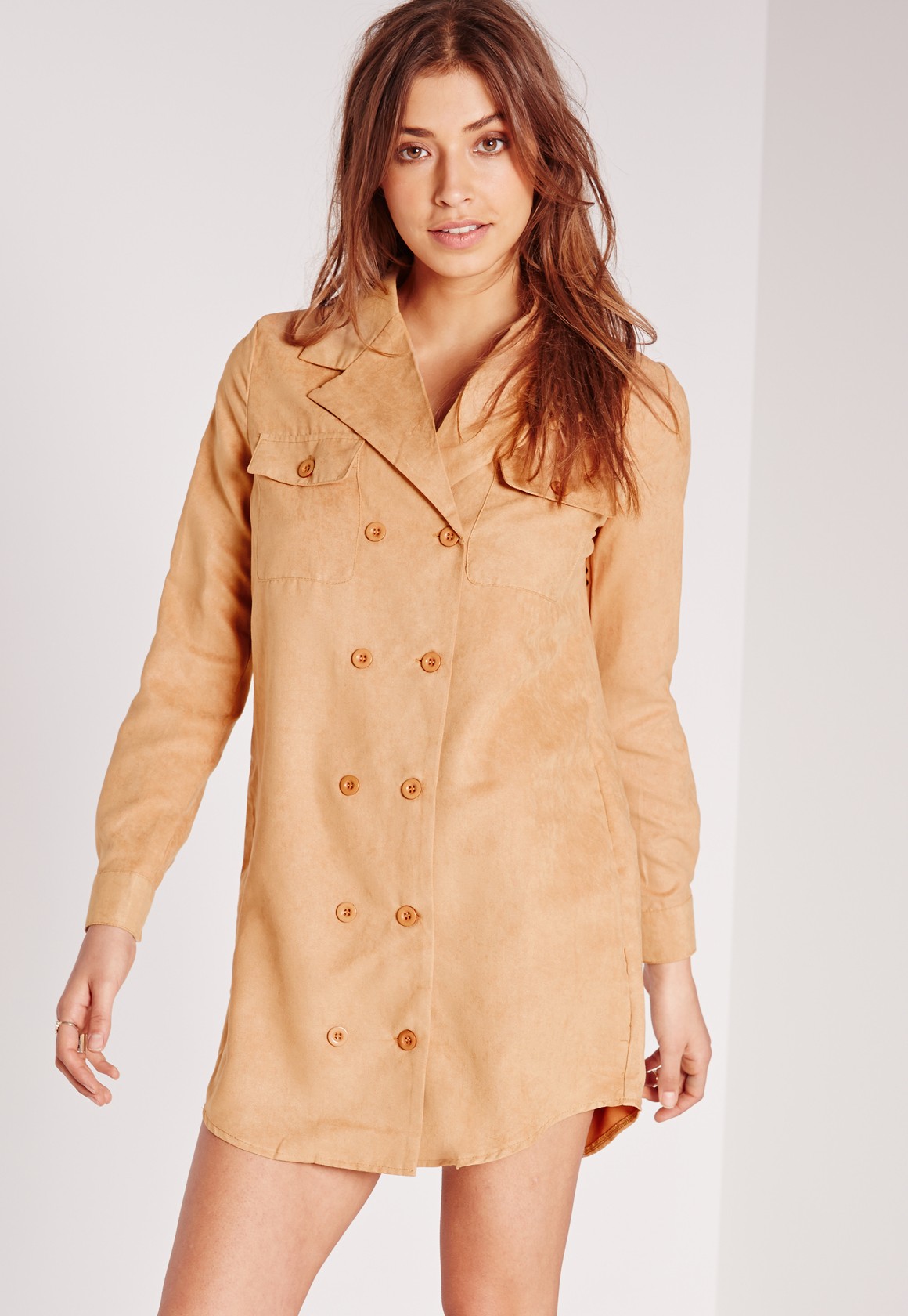 Bomb-Product-of-the-Day-MissGuided-Double-Button-Faux-Suede-Shirt-Dress-1