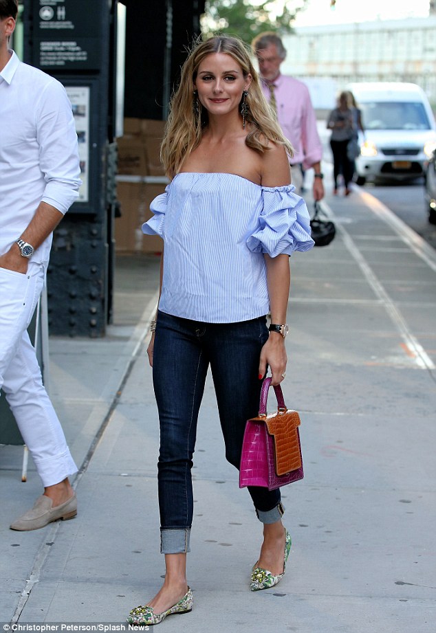 Olivia-Palermo-Powder-Blue-Off-the-Shoulder-top