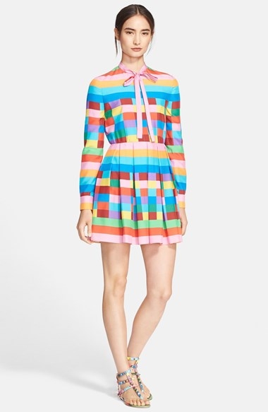 Amal Clooney's Cannes Valentino Rainbow Check And Stripe Minidress 6