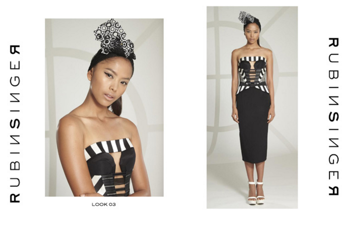 Gigi Hadid's Jimmy Fallon Show Rubin Singer Spring 2016 Black and White Striped Strapless Top