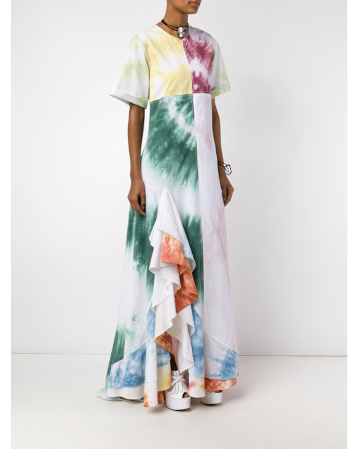 Rosie-Assoulin-tie-dye-asymmetric-ruffle-patchwork-dress