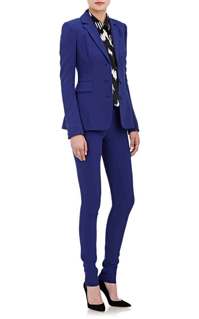 Beyonce's Cavaliers vs. Golden State Game Altuzarra Blue Suit and Gianvito Rossi Virtua Perspex and Leather Mules