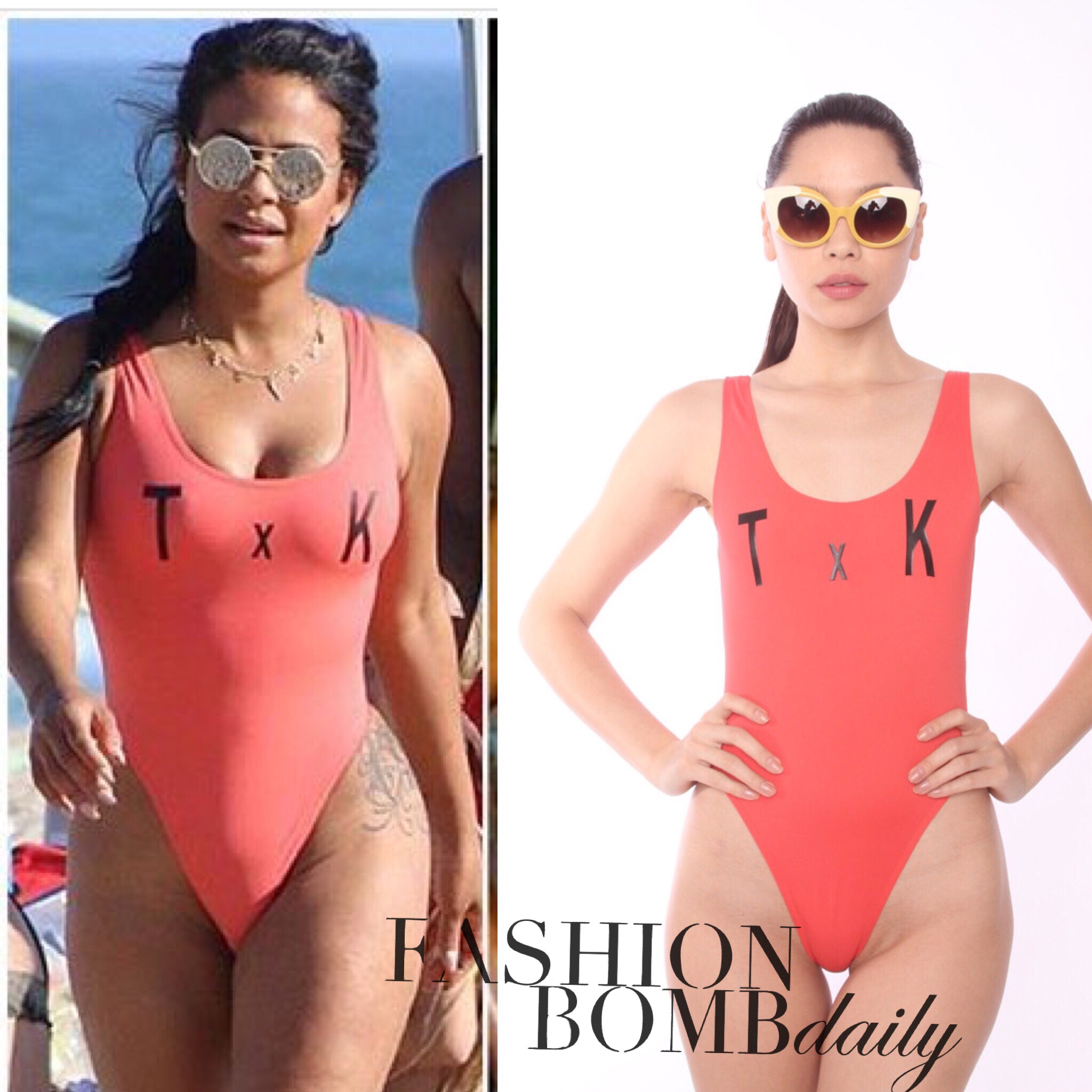 Christina-Milian-Txk-Collection-Salmon-Swimsuit