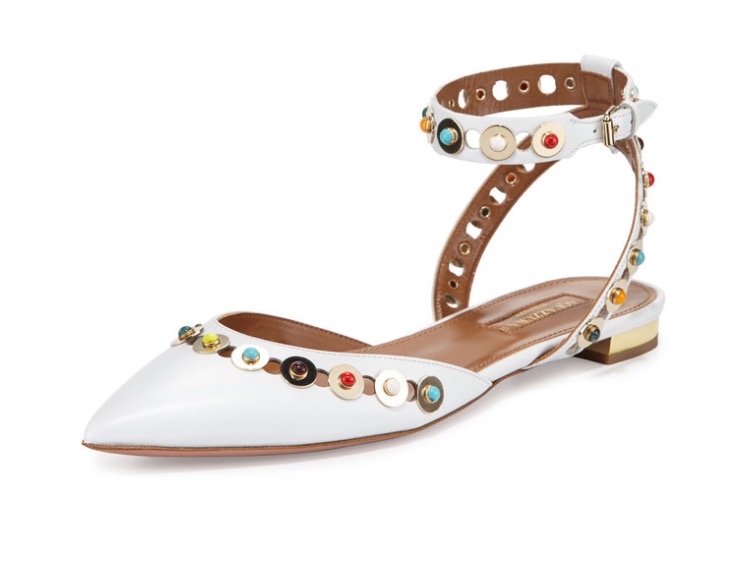 Naomie Harris's The Boodles Tennis Party Victoria Beckham White Twist Bow Dress, Aquazzura Byzantine White Leather Studded Flat and Milly Good:Bad Box Clutch 7