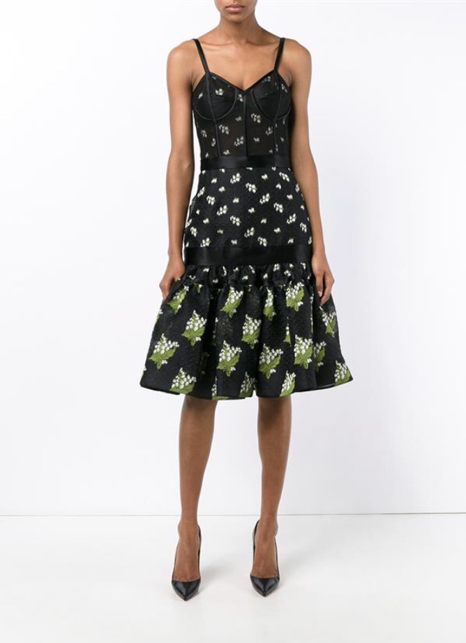 Paula Patton's 15th Annual Chrysalis Butterfly Ball Alexander McQueen Black Jacquard Short Tiered Dress 5