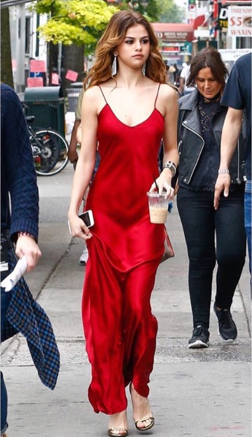 Selena Gomez's New York City Nili Lotan Red Cami Gown
