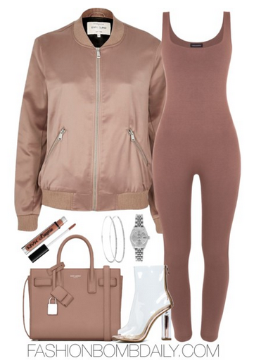 Spring 2016 Style Inspiration Perspex Inspired Outfits River Island satin bomber jacket Saint Laurent Classic Nano Sac De Jour Bag GOLD DIGGER PERSPEX BLOCK HEELED BOOTS