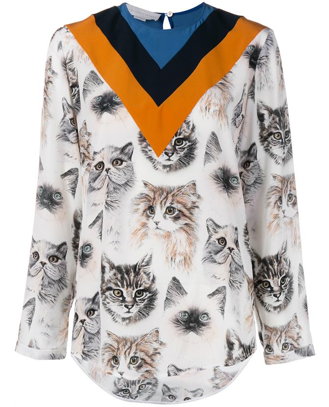 Stella-McCartney-Alida-Stripe-Cat-Print-Silk-Top-1