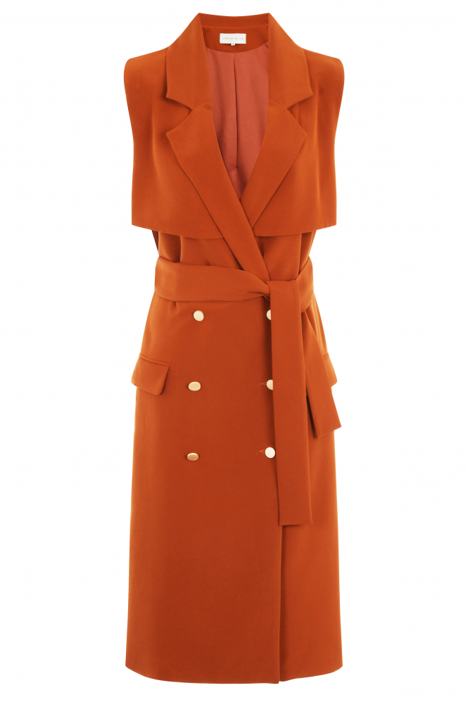 Terracotta-Sleeveless-Trench-MyFabCloset-1