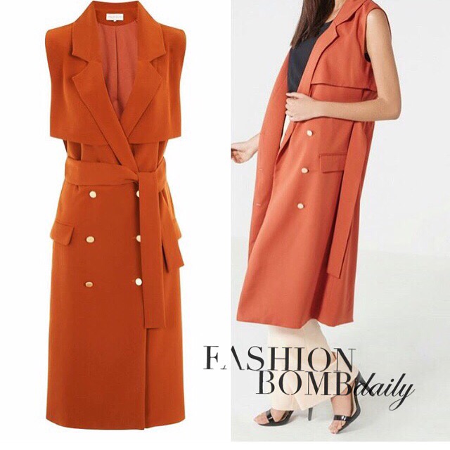 Terracotta-sleeveless-trench-coat-myfabcloset