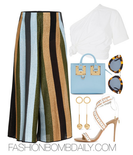 What to Wear 2016 Essence Music Festival Rosie Assoulin Light Cotton Poplin One Armed Bandit Top Aquazzura Latin Lover Sandal Sophie Hulme Blue Albion Box Tote
