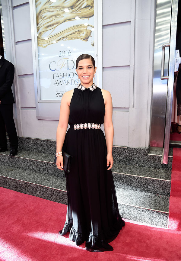 NEW YORK, NY - JUNE 06: America Ferrera attends the 2016 CFDA Fashion Awards at the Hammerstein Ballroom on June 6, 2016 in New York City. (Photo by Kevin Mazur/WireImage)