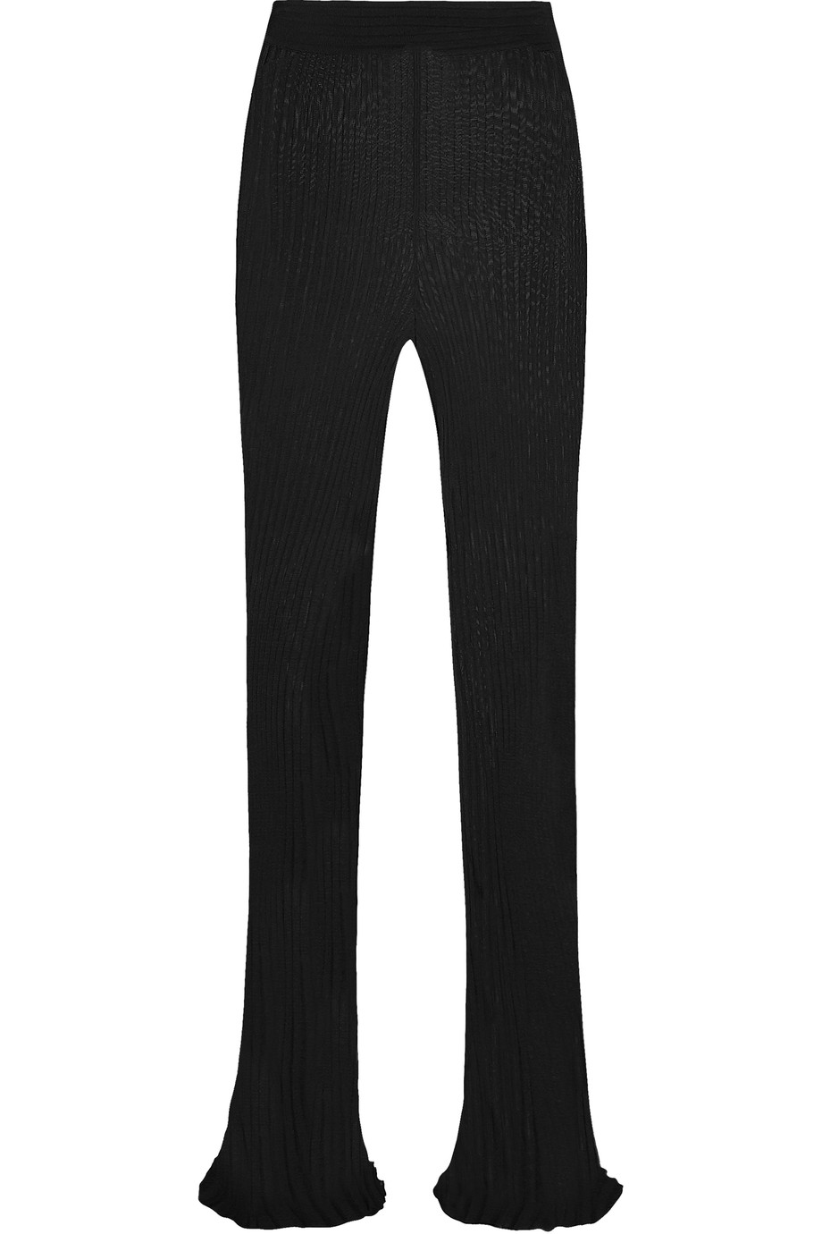 balmain-black-ribbed-stretch-jersey-flares