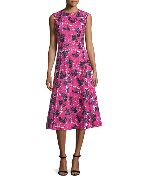 odlr-fuchsia-sleeveless-print-midi-dress