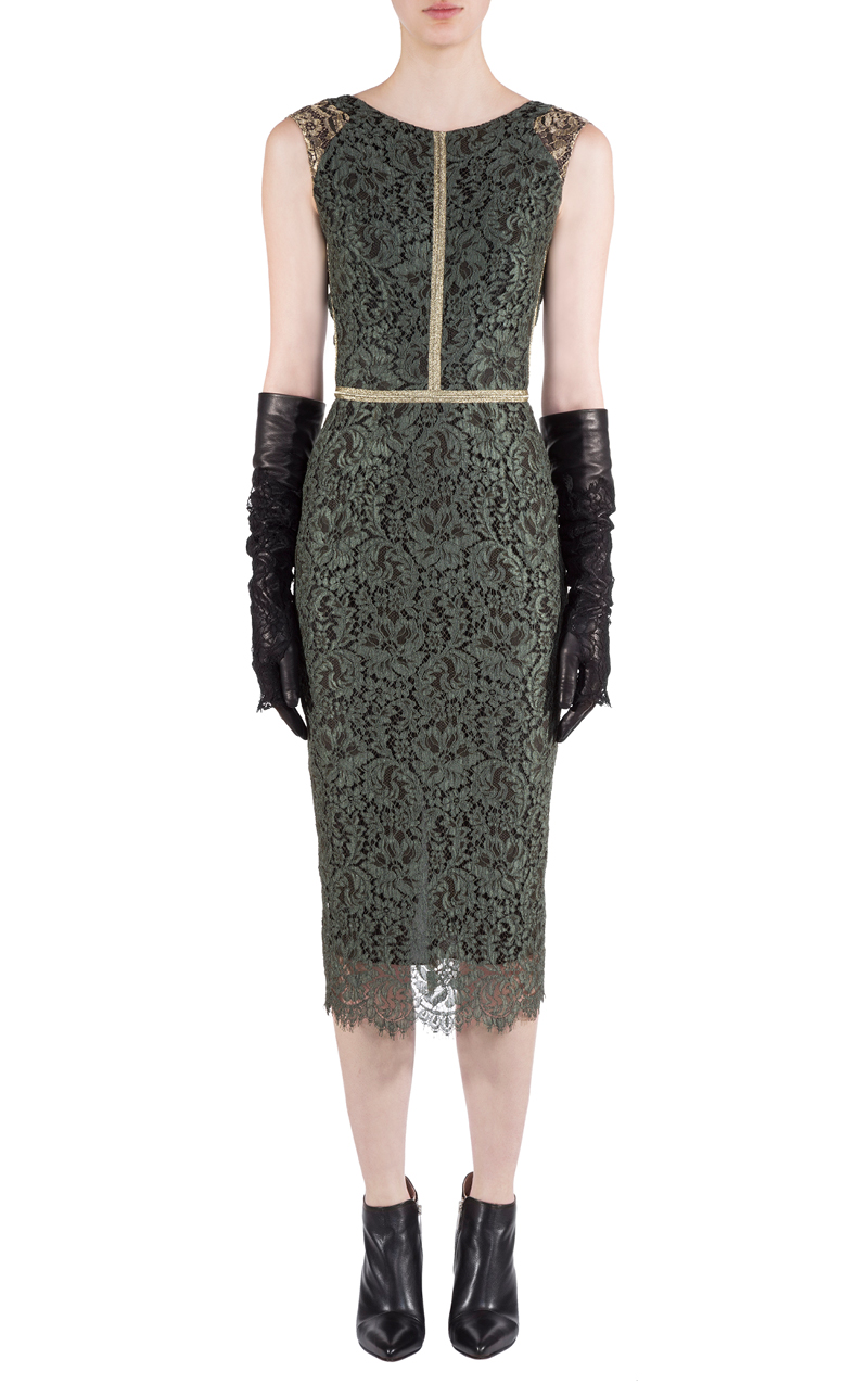 sophia-kah-green-lace-pencil-dress