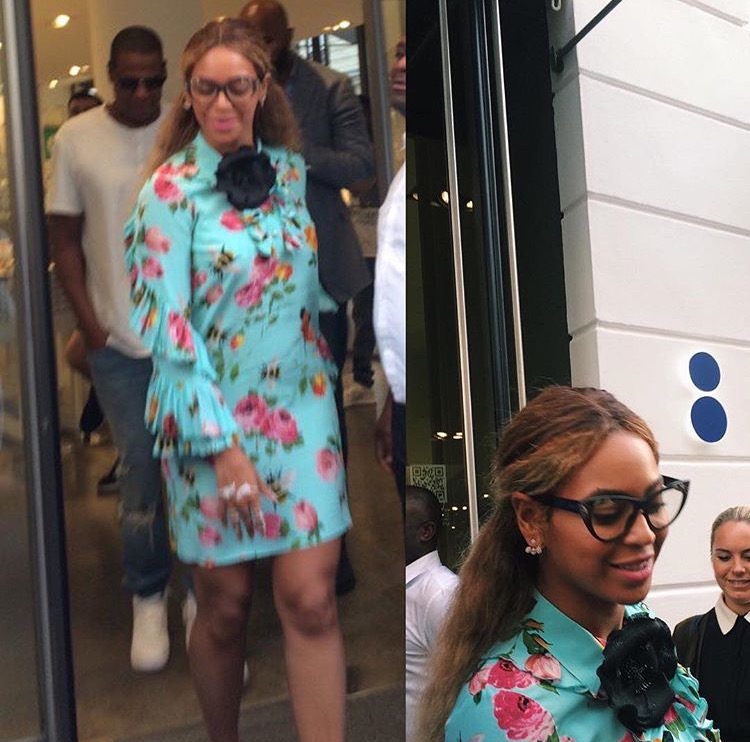 Beyonce Colette Gucci Rose Print Silk Ruffle Dress 2