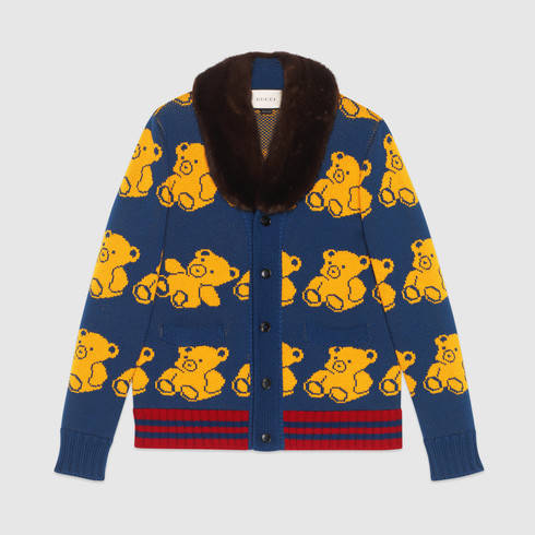 Big-sean-Gucci-Light-Wool-bear-cardigan-with-mink-collar
