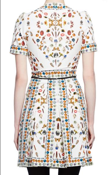 Dutchess-of-Cambridge-Kate-Middleton-Wimbledon-tornament-Alexander-McQueen-Obsession-Print-Short-Sleeve-Silk-Dress-Ivory-1
