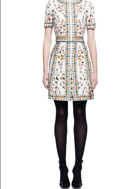 Dutchess-of-Cambridge-Kate-Middleton-Wimbledon-tornament-Alexander-McQueen-Obsession-Print-Short-Sleeve-Silk-Dress-Ivory