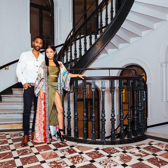 Jhene-Aiko-Instagram-3.1-Phillip-Lim-One-Shoulder-Satin-Dress-Monika-Chiang-Heels-1