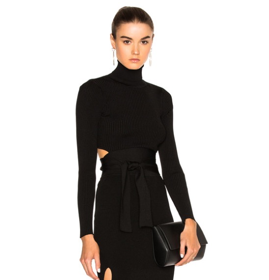 Mel B Cushnie et Ochs Turtleneck Cut Out Sweater and Marco de Vincenzo Plaid Flare Pants 4