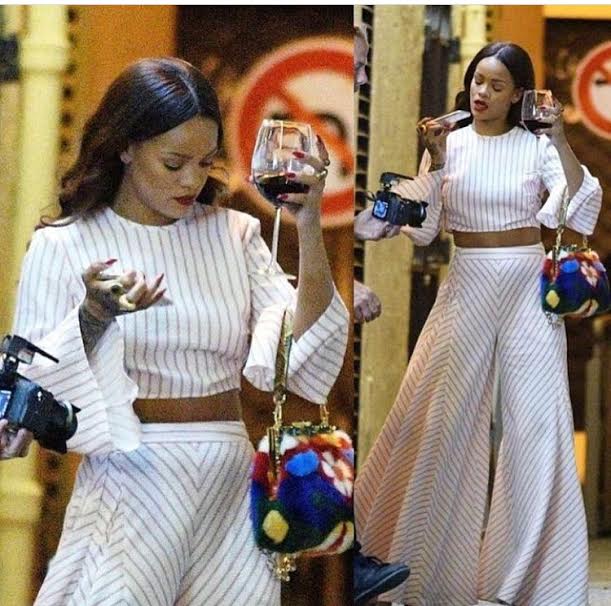 Rihanna-Nice-France-Rosie-Assoulin-striped-top-and-striped-palazzo-pants