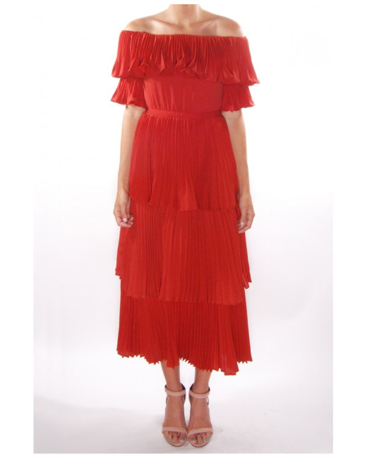 Self-Portrait=Red-Flounced-off-the-shoulder-dress-1
