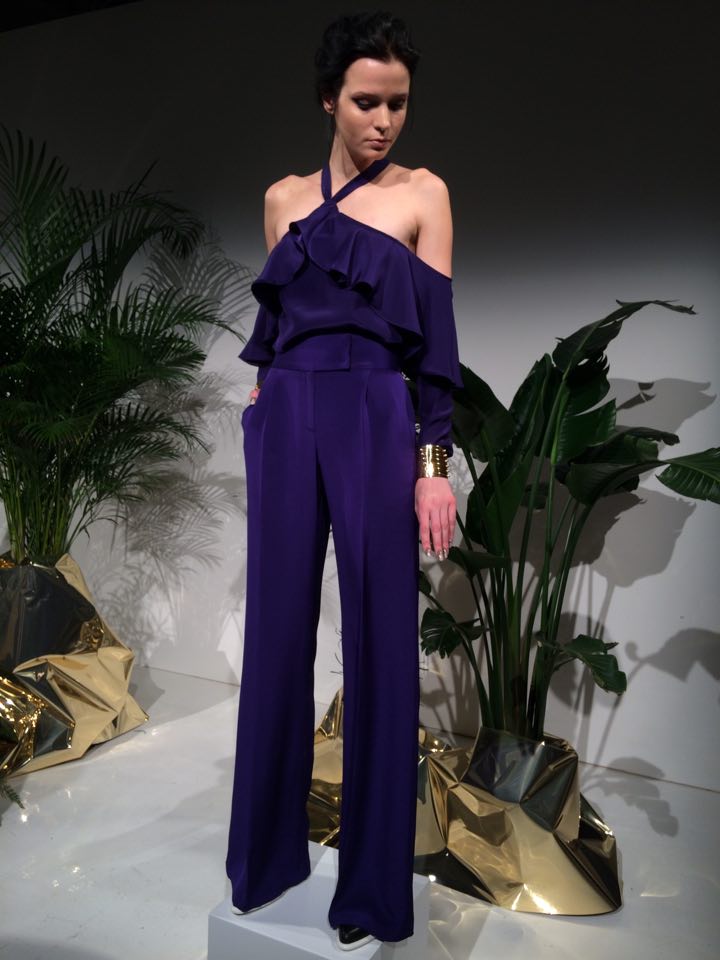 Skai Jackson's Hollyrod Foundation Event Jay Godfrey Blue Ruffle Halter Top and Flared Pants 5