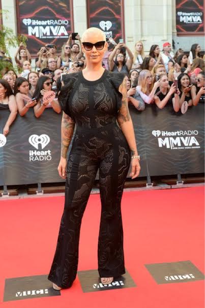 amber-rose-iheart-radio-herve-leger-black-jacquard-jumpsuit