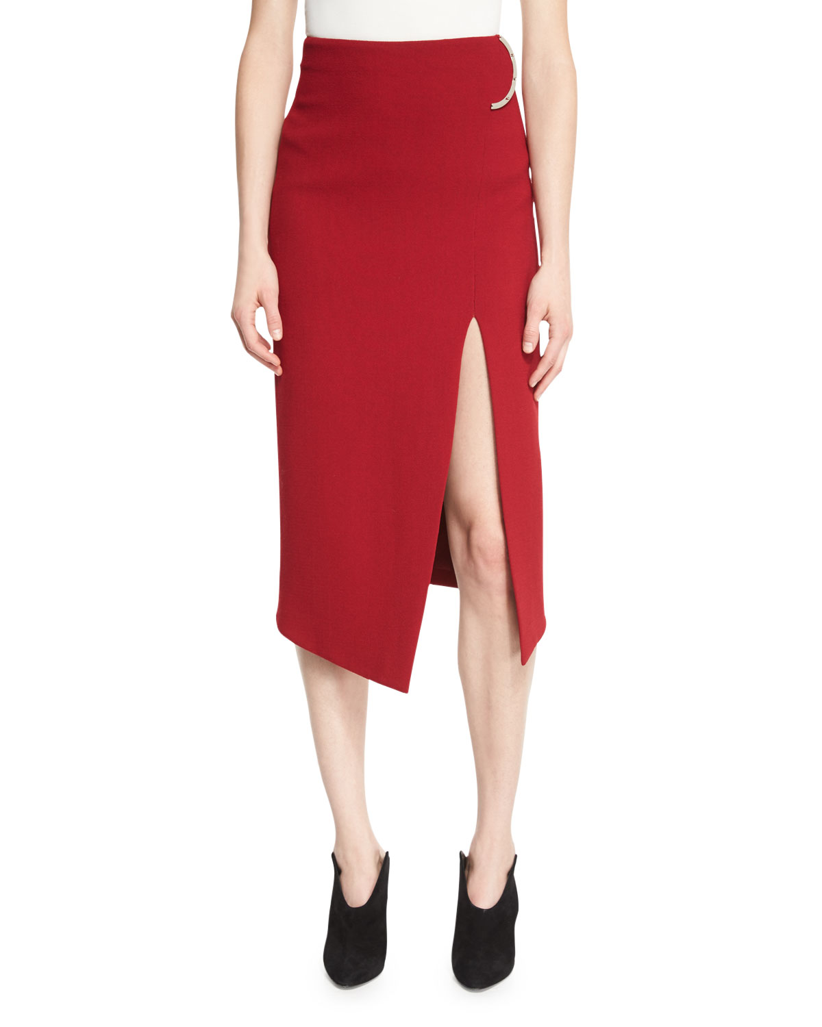david-koma-slit-wool-crepe-midi-skirt-red