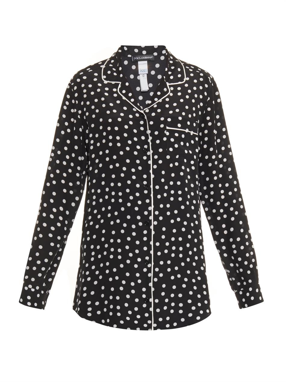 dolce-gabbana-black-polka-dot-print-silk-pyjama-shirt-product
