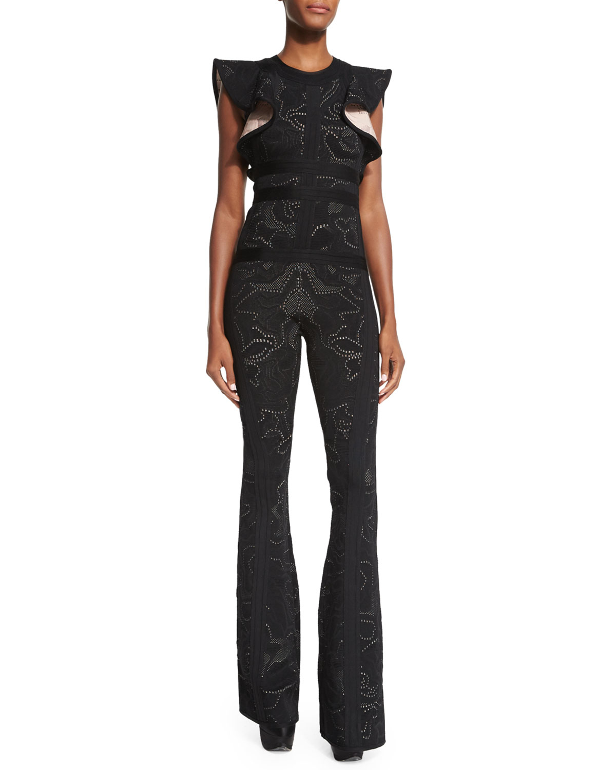 herve-leger-black-combo-butterfly-sleeve-flare-leg-jumpsuit-black-product-