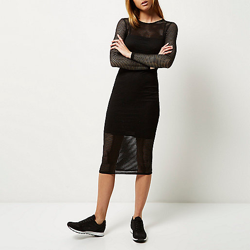 river-island-black-mesh-bodycon-midi-dress