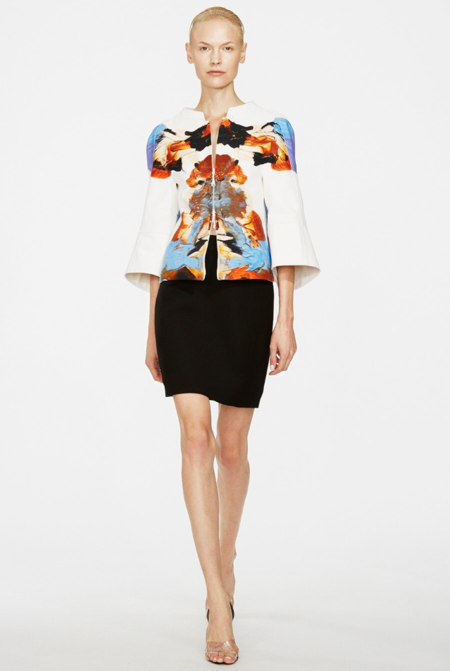 2 Nene Leakes's Instagram Ralph Rucci Resort 2014 Rorschach Printed Purple and Yellow Top and Cardigan