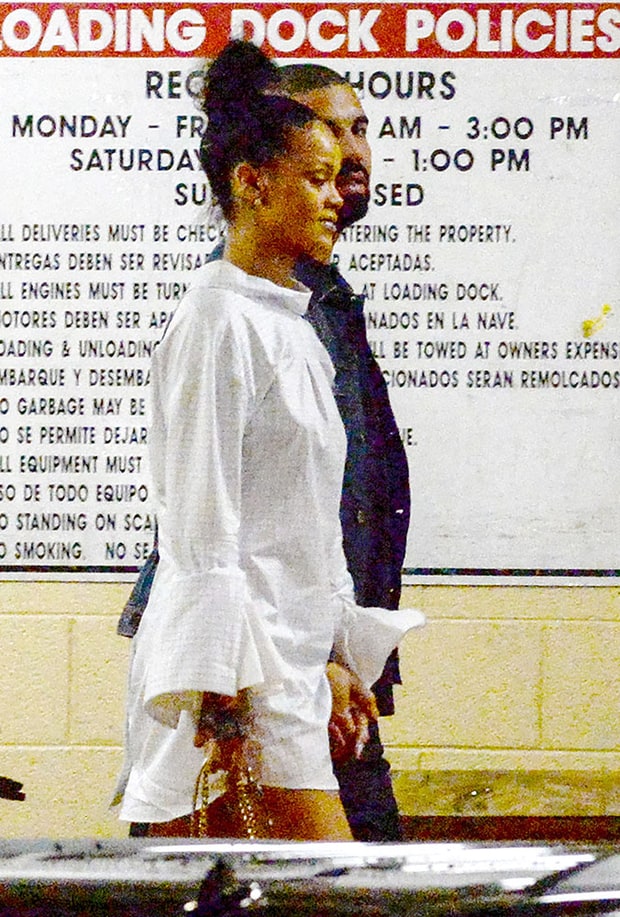 5-Rihanna- Drake Miami Concert Jacquemus Plaid Oversized Long Sleeve Blouse