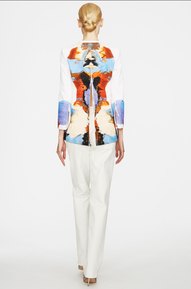 8 Nene Leakes's Instagram Ralph Rucci Resort 2014 Rorschach Printed Purple and Yellow Top and Cardigan