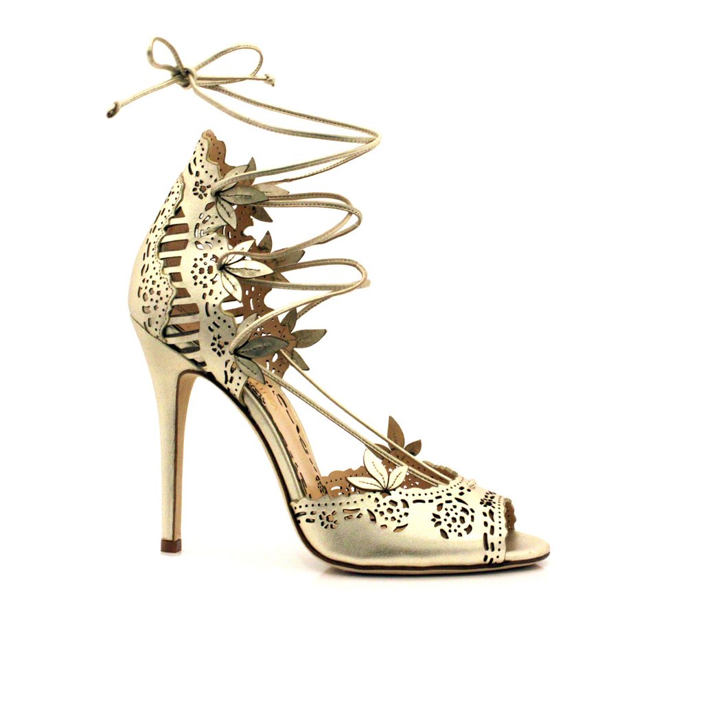 Amal Clooney Marchesa Clara Floral Laser Cut Sandal