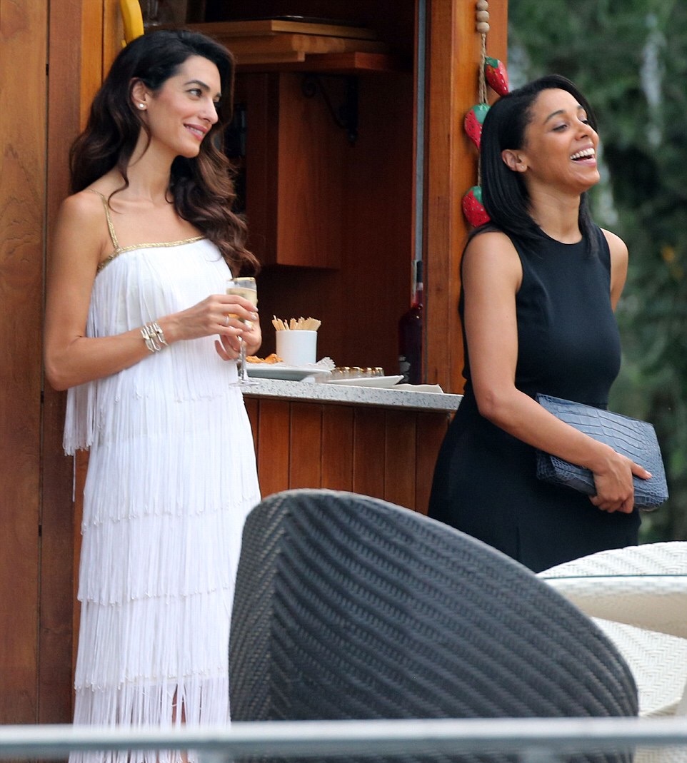 Amal Clooney's Villa Camilla Darfur Fundraiser Great Unknown Ivory Vintage Tassel Dress 3