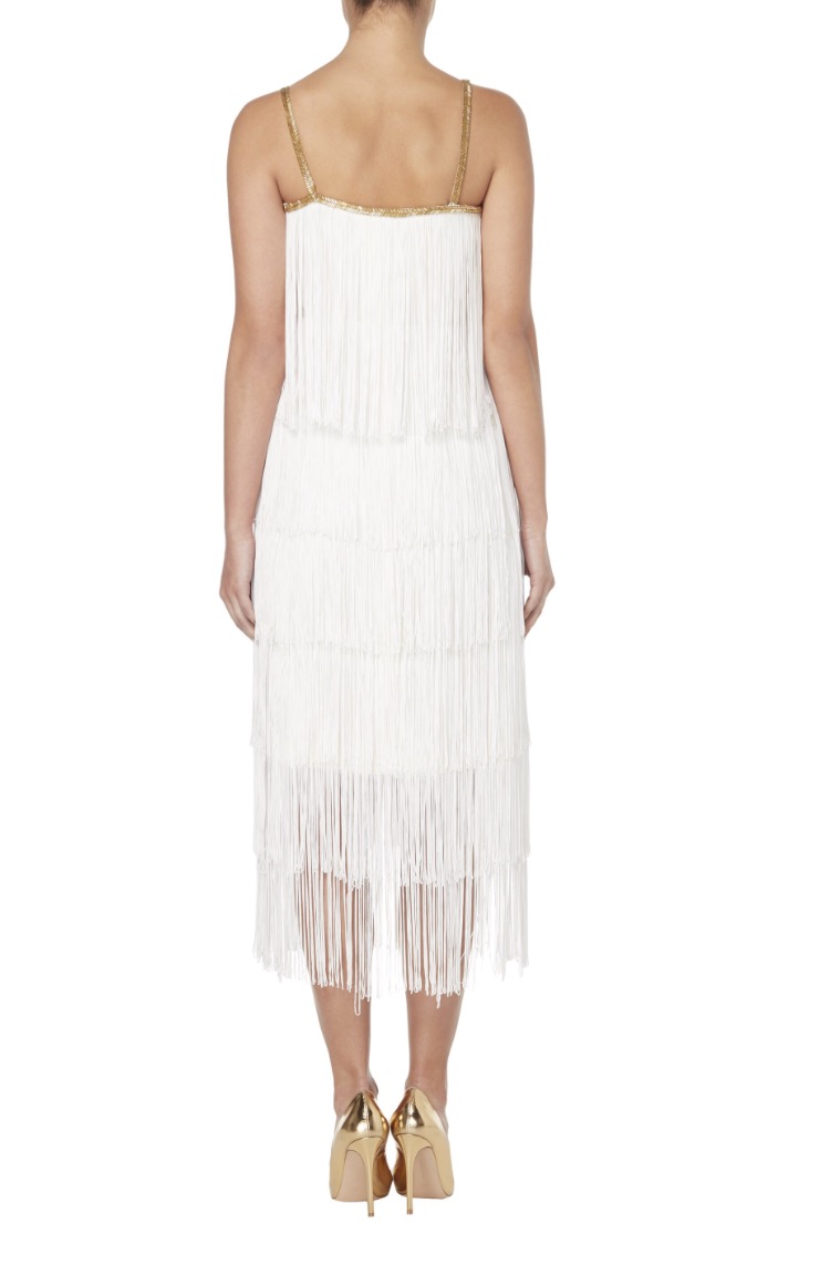 Amal Clooney's Villa Camilla Darfur Fundraiser Great Unknown Ivory Vintage Tassel Dress 4