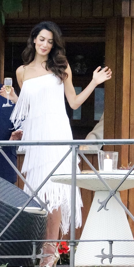 Amal Clooney's Villa Camilla Darfur Fundraiser Great Unknown Ivory Vintage Tassel Dress 7